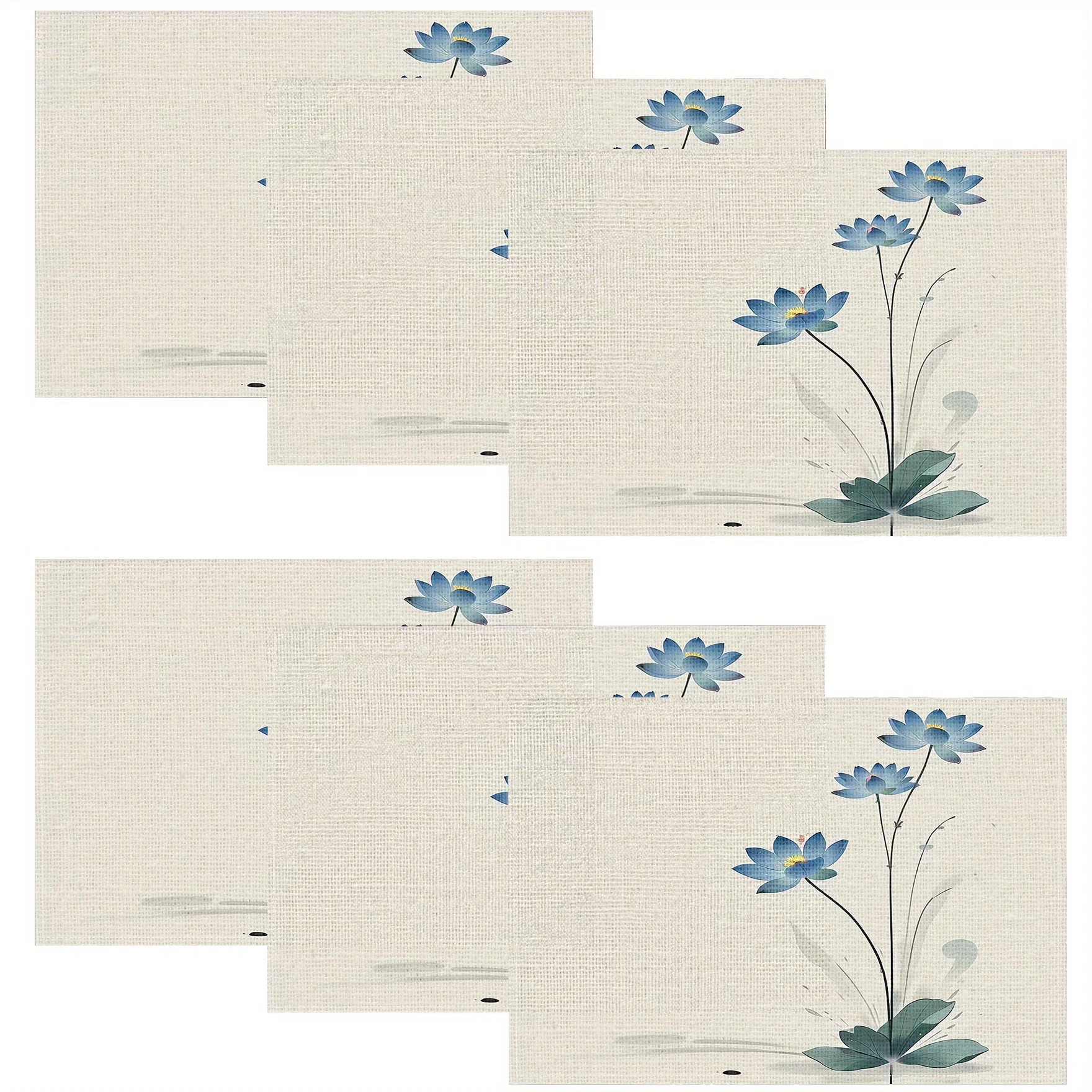 Blue Floral Linen Placemats 4