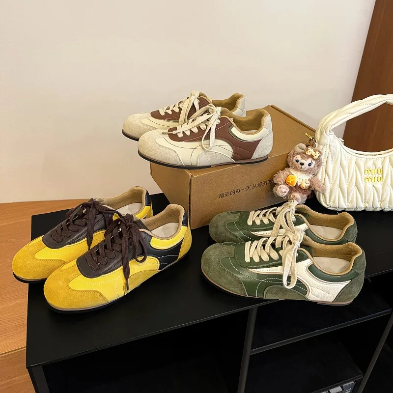 

Женская модная повседневная обувь, размер 35–40, новая универсальная спортивная обувь на плоской подошве с цветными блоками в стиле ретро, удобные туфли для пригородных поездок