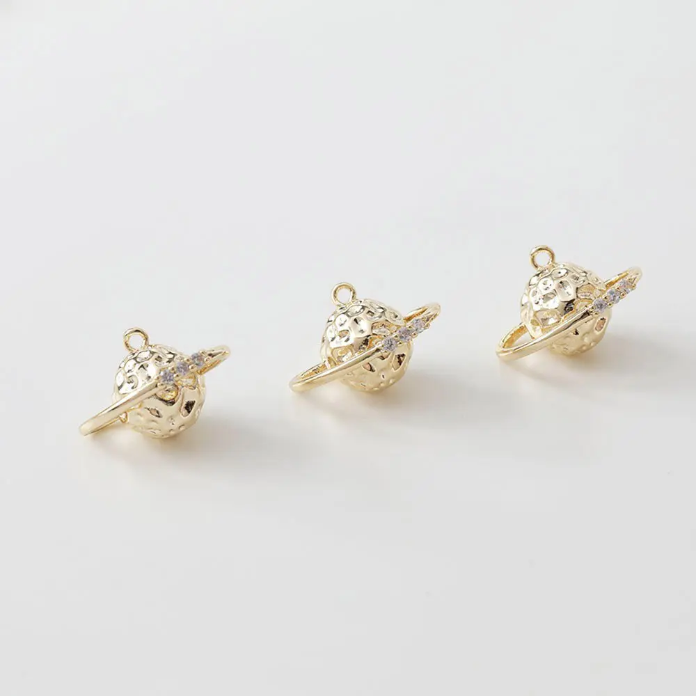 2PCS 12*17mm 14k Gold Plated Star Ring Zircon Pendant Necklace Charms for Jewelry Making Bracelet DIY Made Brass Accessories