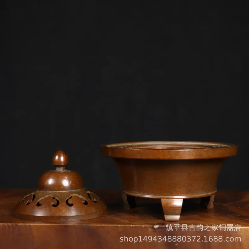 Pure Three-Legged Ornament for Living Room Home Use Copper Burner Coil Incense Display Ashtray Cop