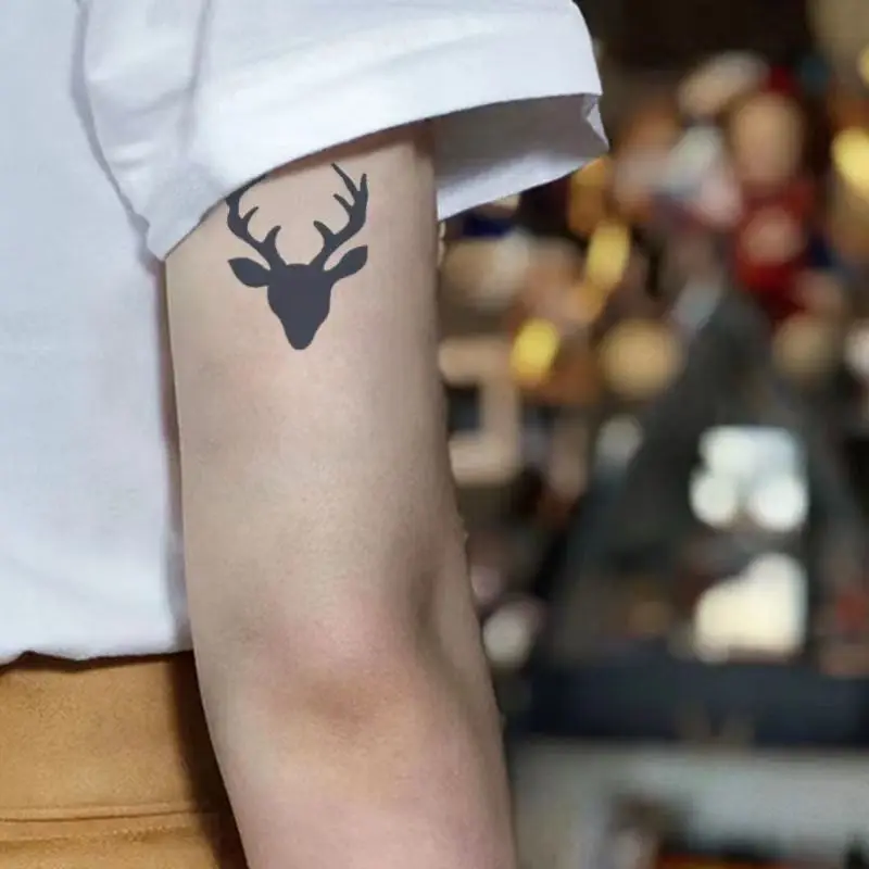 Antlers Small Picture Herbal Tattoo Stickers Waterproof Female Durable Arm Male Semi-permanent Thigh Personality Art Fake Tattoo