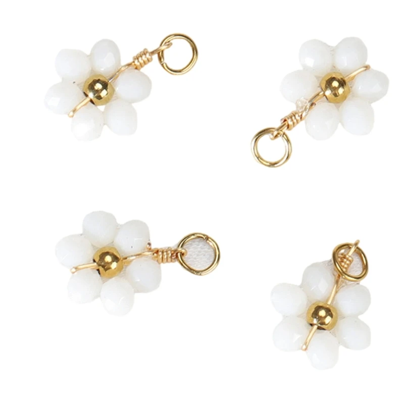 Y4QE Stylish Crystal Bead Necklace Pendant Beautiful Crystal Flower Bead Adornment Stylish Accessory for Jewelry Making