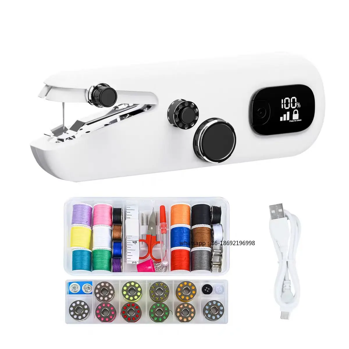 Handheld sewing machine, digital display screen mini sewing machine, multi-functional household charging model