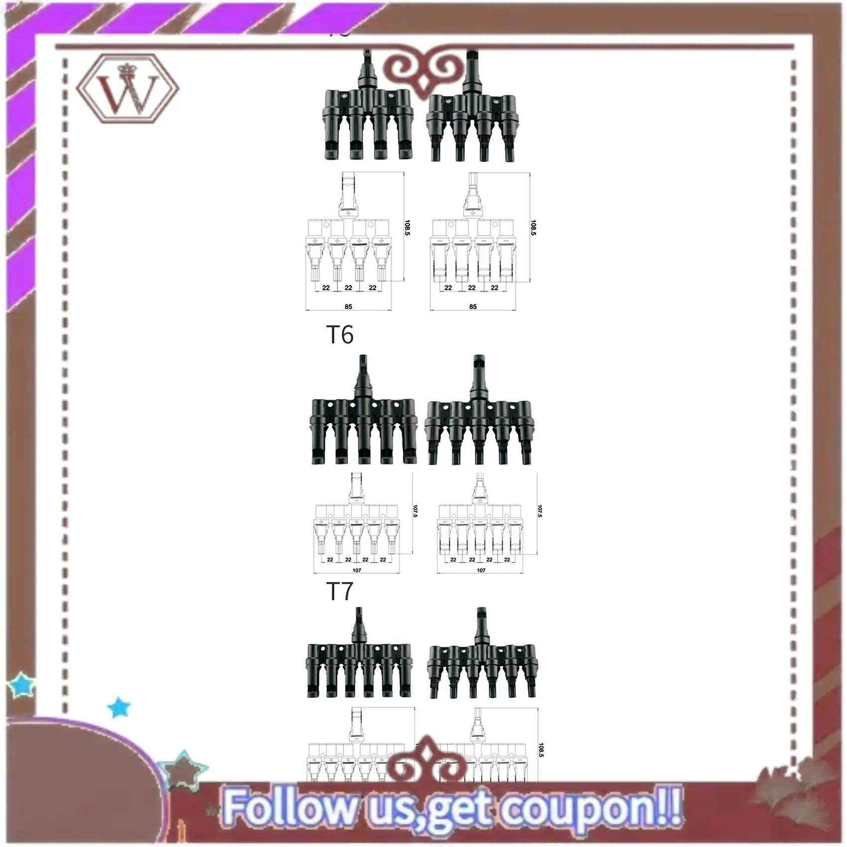 أحدث موصل الطاقة الشمسية الكهروضوئية 1500 فولت 50A 2T 3T 4T 5T 6T فرع اتصال موازي IP67 موصل كابل لوحة PV الكهربائية