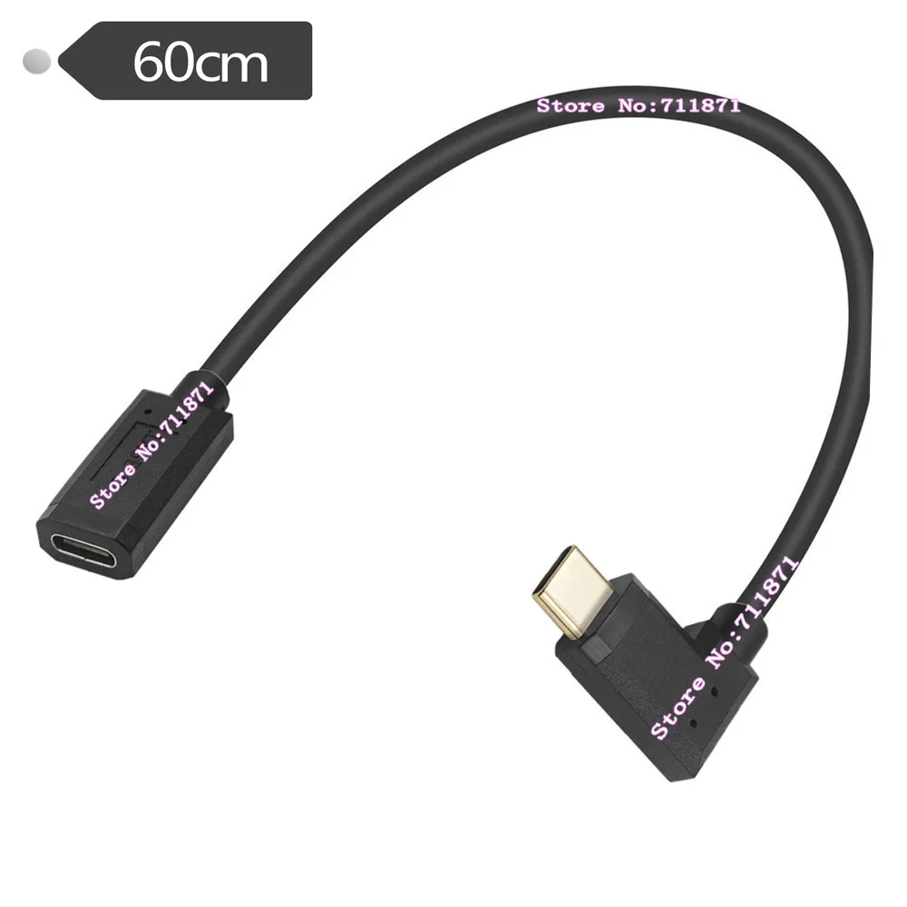 60ซม.โค้งด้านขวาชายหญิง Usb3.1ขยายสาย Usb 3.1ประเภท C Extension สายไฟประเภท-C Usb3.1สายไฟสาย