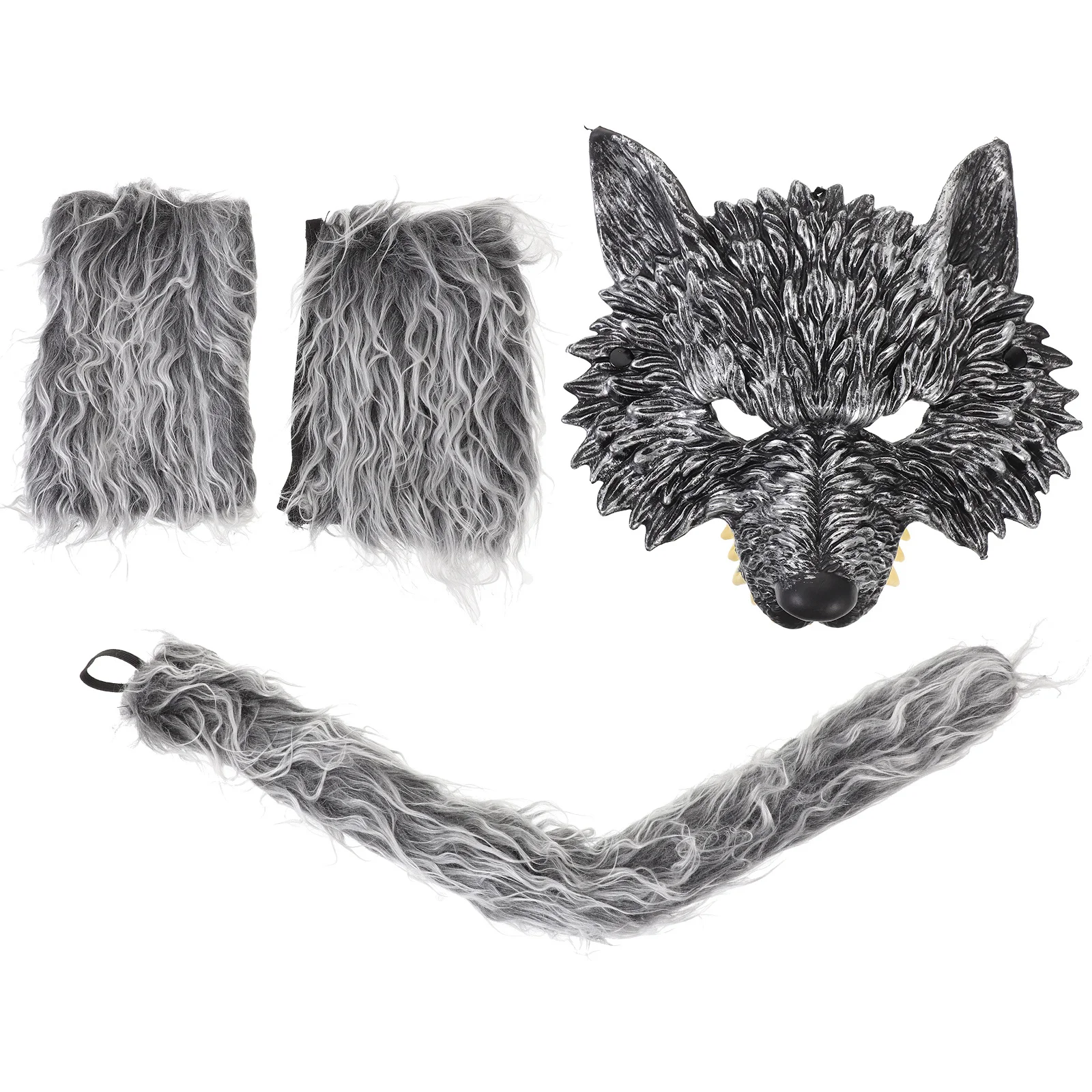 1 set 1 set kit cosplay lupo accessori per costumi animali maschera guanti coda per oggetti di scena per foto di spettacoli di feste di Natale di Halloween
