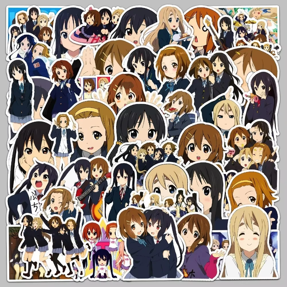 50pcs Waterproof Anime K-ON! Hirasawa Yui Nakano Azusa Kawaii Stickers Japanese Manga Cartoon Decorations Tredny Gift