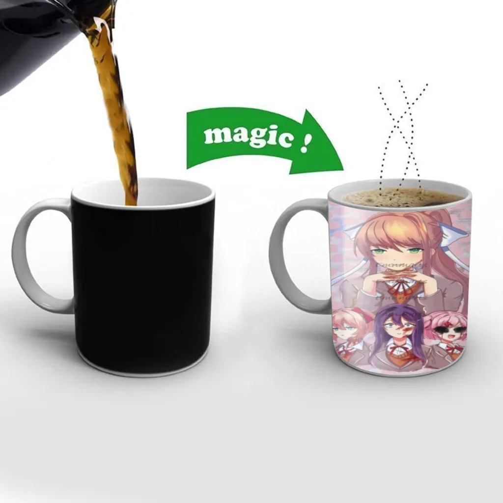 DDLC D-Doki L-Literature Coffee Mugs Creativ Color Changing Milk Tea Cup Ceramic Magic Heat Sensitive Mug Gifts