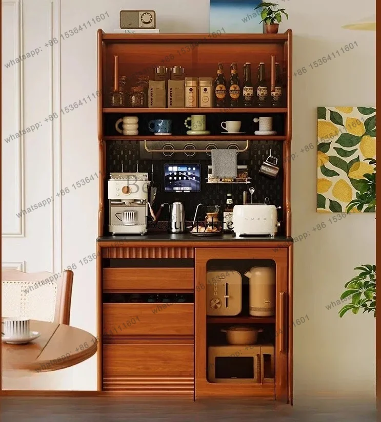 Factory Direct Solid Wood Sideboard Cabinet Wall-Mounted Integrated Storage Cabinet Shelf Vintage Style For Small Home Use