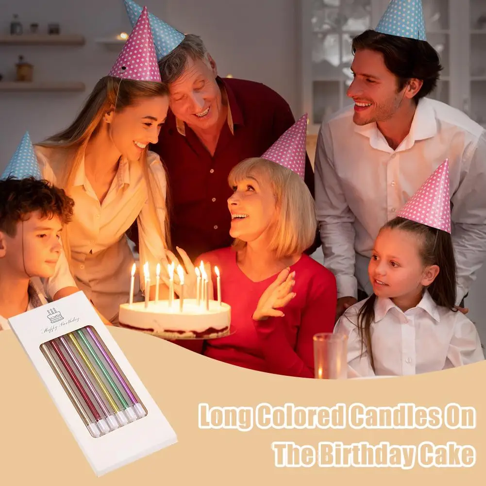 1 Box Of 6 Pcs Long Pencil Birthday Cake Candle Wedding Home Cupcake Candle Wax Decoration Supplies L7o8