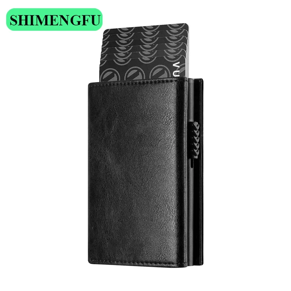 

Normcore/Minimalist Style Coin Purses: RFID Blocking Leather Aluminum Money Card Holder Wallet for Secure Storage of Your Cards