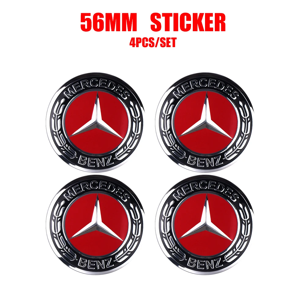 56/60/65mm Aluminum Auto Wheel Center Cap Stickers Benz Badge Tire Accessories For Mercedes Benz G S R C E B A Class E300 S200