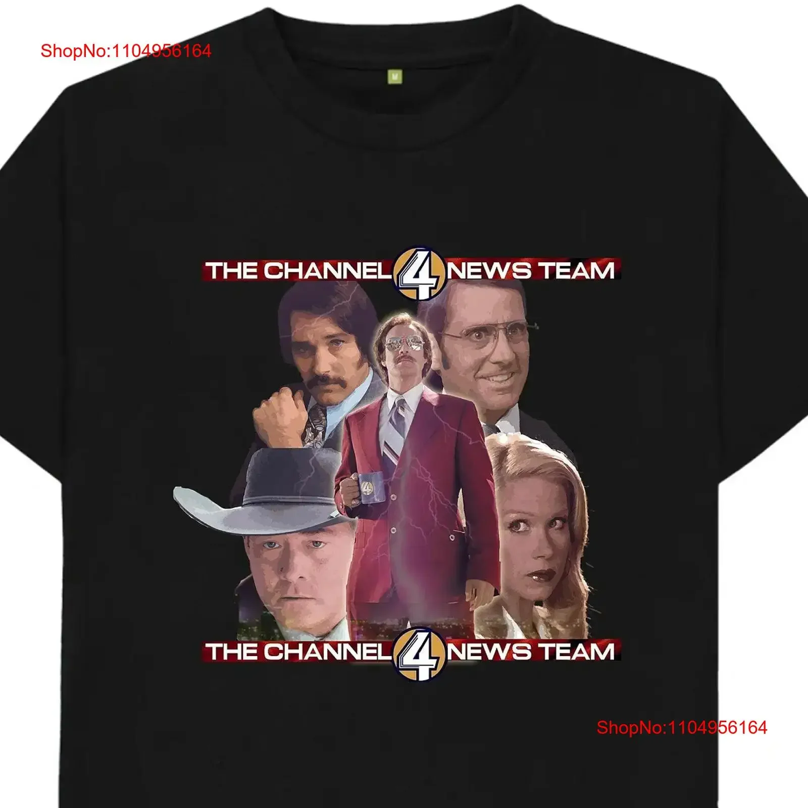 تي شيرت Anchorman Ron Burgundy Channel 4 News Team Will Ferrell Paul Rudd Steve Carell فيلم كوميدي عتيق مغسول #1