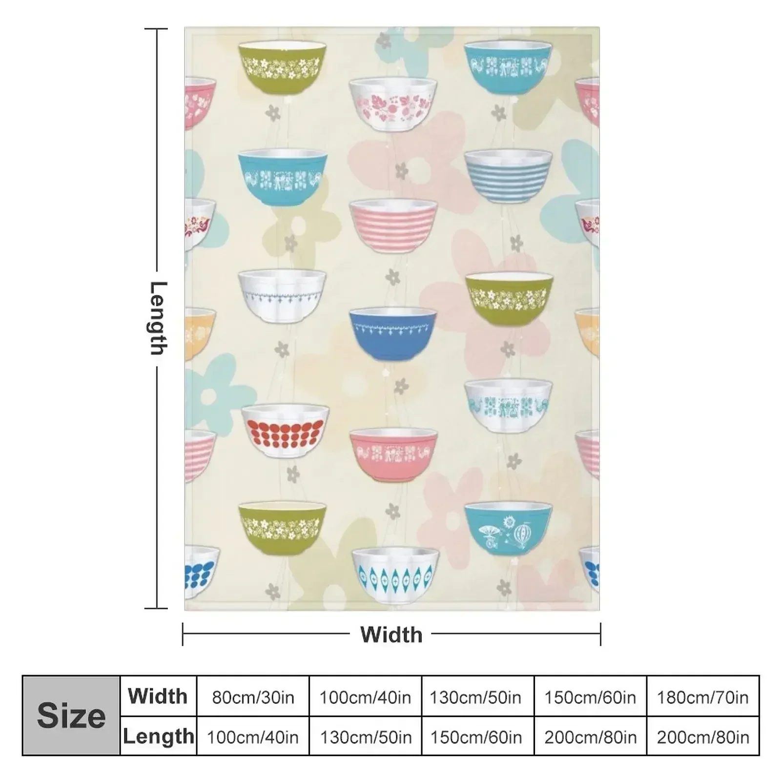 Vintage Pyrex Bowls Collection Throw Blanket Heavy Bed Fashionable Hairys Single Cute Plaid Luxury Brand Blankets