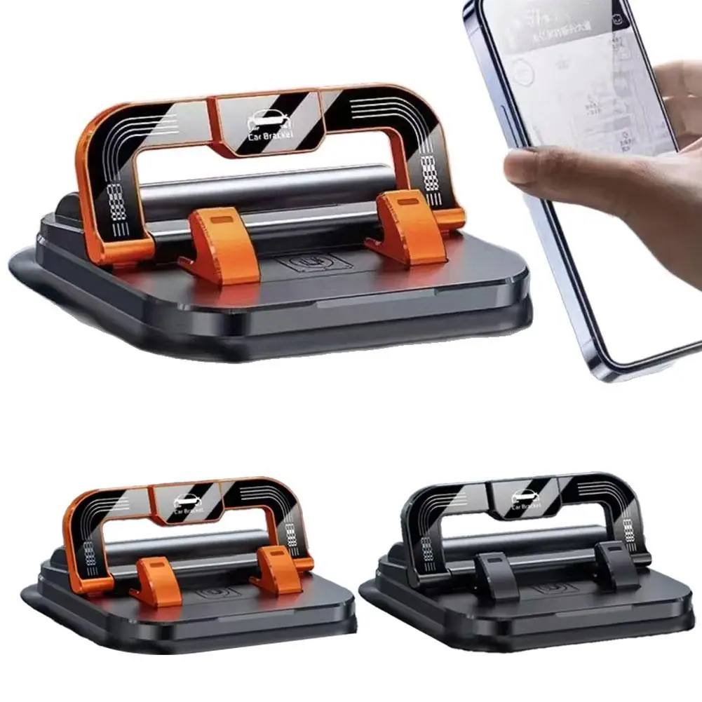 

Car Phone Holder with Strong Suction Cup 360° Rotation 2-in-1 Adjustable Viewing Angles Dashboard Mount with Parking Card Plate