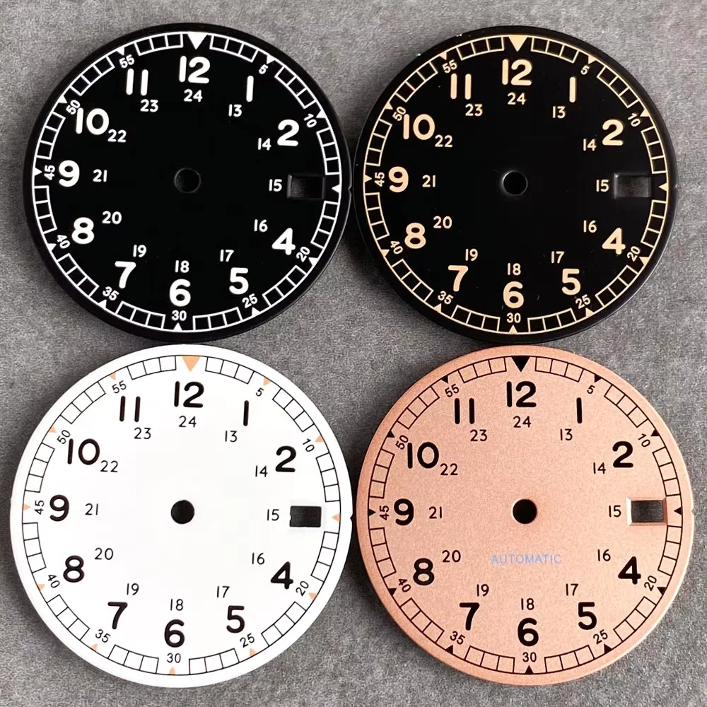 Tandorio High-quality 29mm Salmon Color Sterile Watch dial face Green Luminous fit NH35 NH36 Automatic Movement Watch Parts