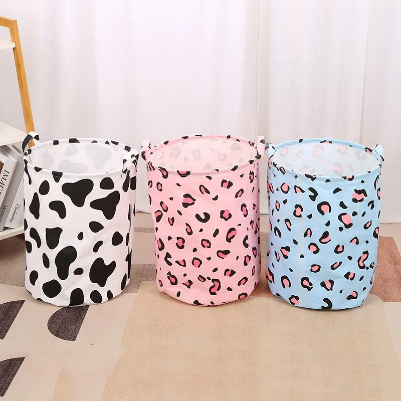 New in 2023 Linen Dirty Laundry Basket Foldable Round Waterproof Organizer Bucket Clothing Children Toy Large Capacity Storage