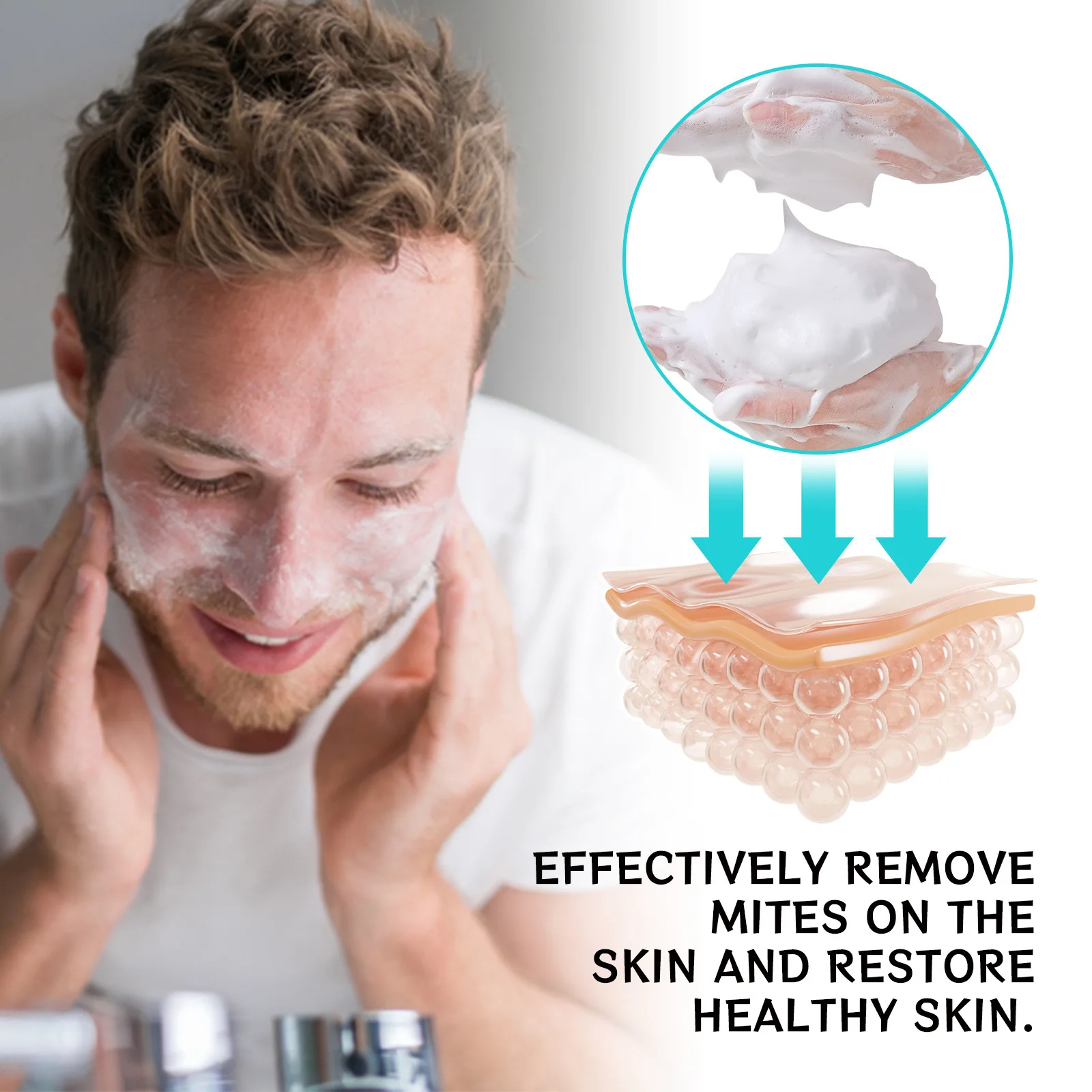 Anti-mite cleansing soap, deep cleansing facial skin, diminishing acne and acne marks, multi-effect cleansing soap