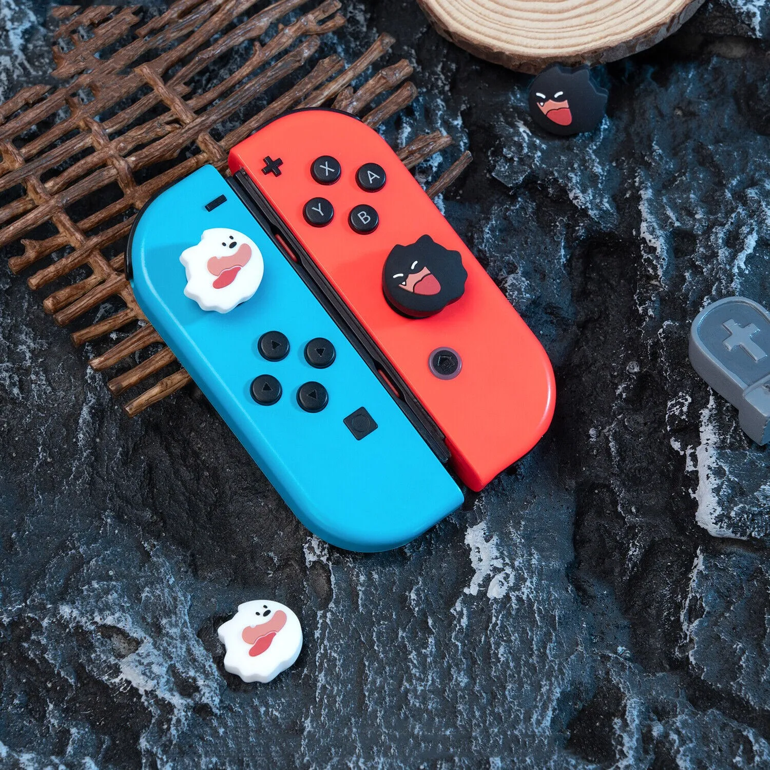 GeekShare Ghost Puppy Joycon Thumb Grip Caps for Nintendo Switch/OLED/Lite 4PCS Silicone Joy-con Controller Cover Halloween Gift