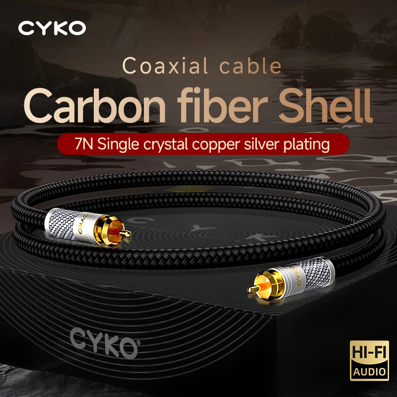 CYKO Hifi 75Ω RCA إلى RCA ذكر SPDIF HD كابل محوري رقمي لـ DVD Projector TV مكبر صوت