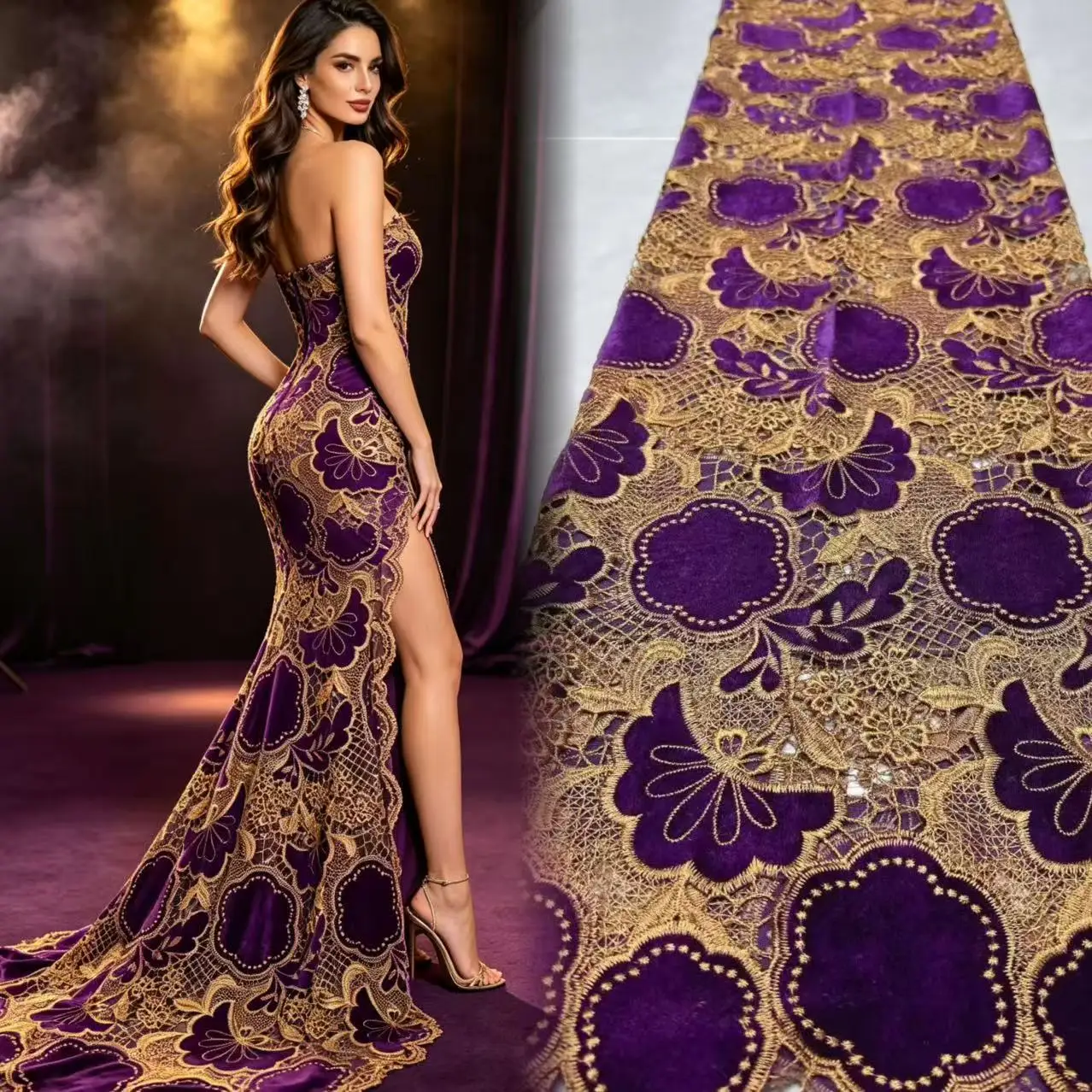 Fashion African Velvet Lace Fabric 2026 High Quality Women Party Women Embroidery Nigerian French Lace Materials For Dress XR510