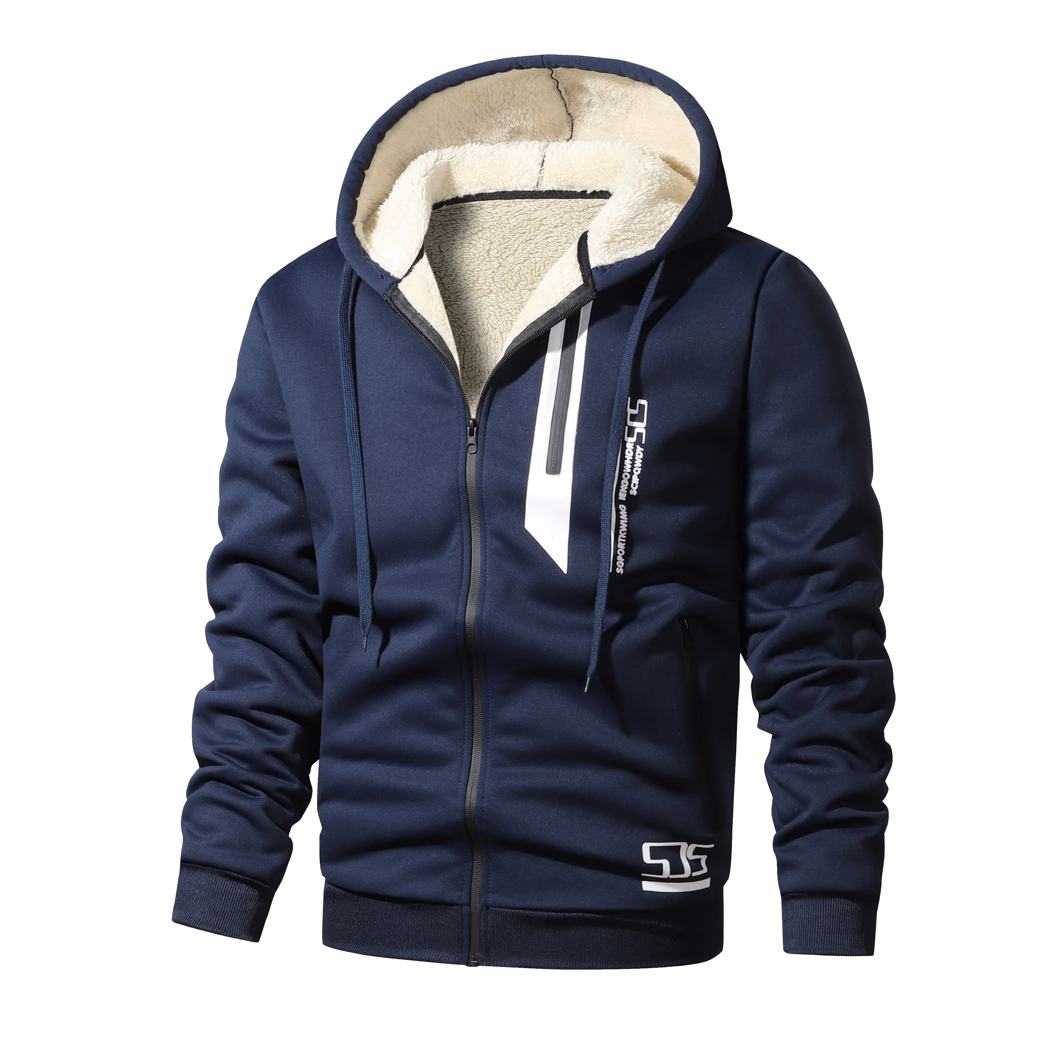 Winter Lammwolle Mäntel Verdicken Warme Jacken Lange Sleeve Zipper Hoodies Casual Sport Fleece Schwarz Mantel Mit Kapuze Männer Frauen Jacke