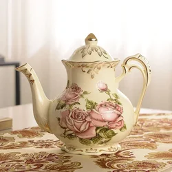 900ml Chinese Ceramic Teapot with Candle Heat Base Fashionable Tea Coffee Kettle with Warm Thermostat Robust Tea Brewing Pot