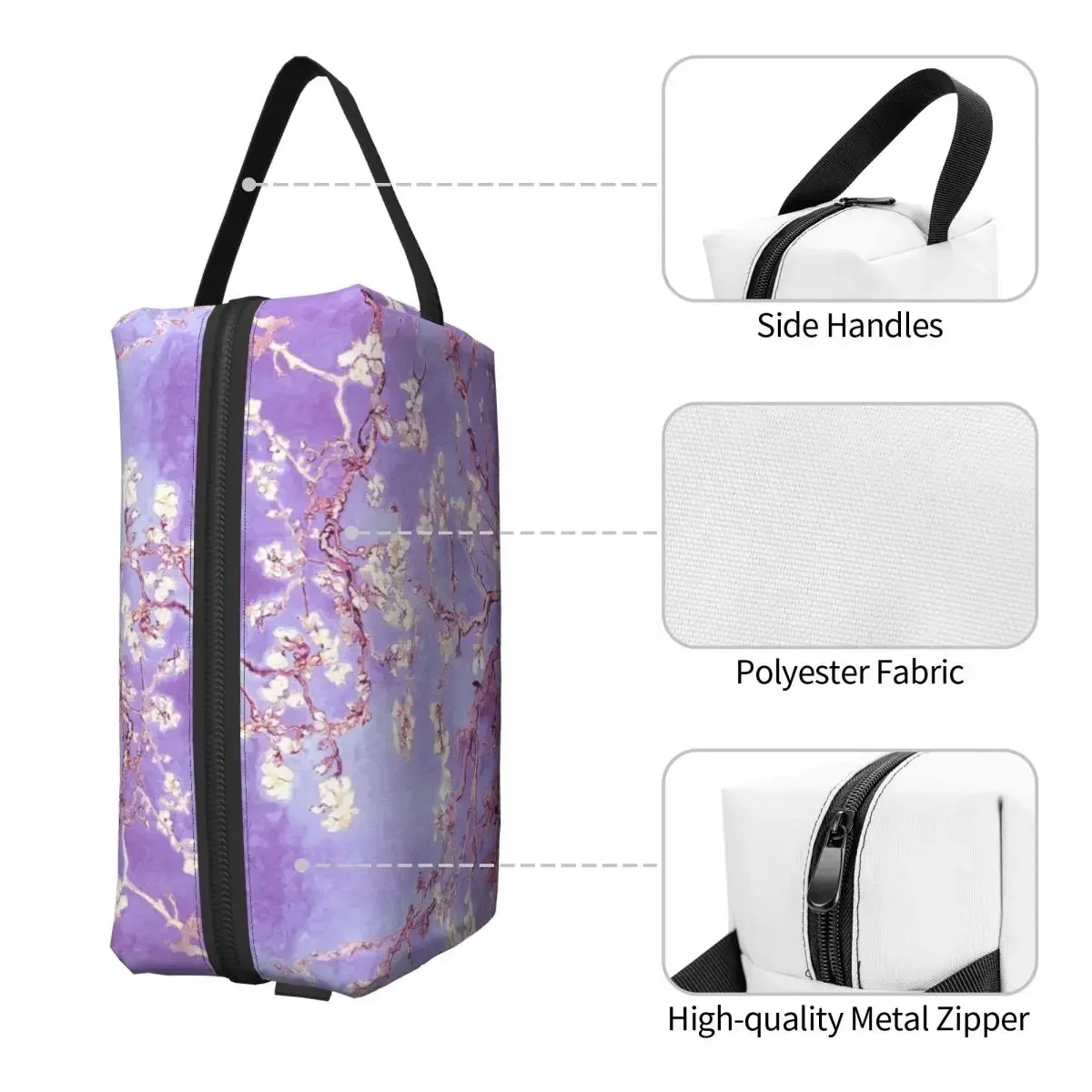 Travel Vincent Van Gogh Almond Blossoms Lavender Violet Toiletry Bag Flowers Makeup Cosmetic Organizer Storage Dopp Kit Case