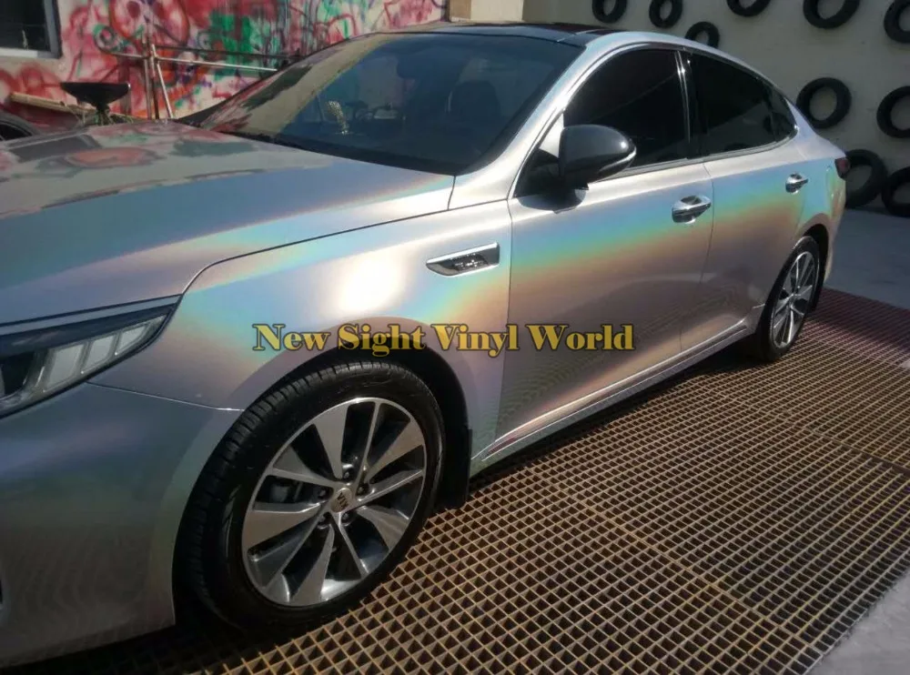 

Premium Silver Gloss Flip Psychedelic Car Vinyl Wrap Film Air Bubble Free For Car Sticker