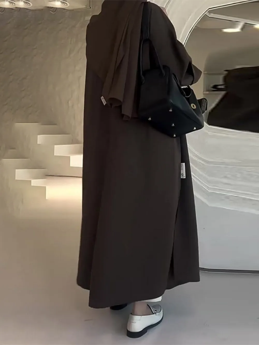Eid มุสลิมผู้หญิง Abaya Trench Coat Single Breasted Lapel Overcoat Ramadan โมร็อกโกดูไบ Windbreaker อาหรับลําลองยาว