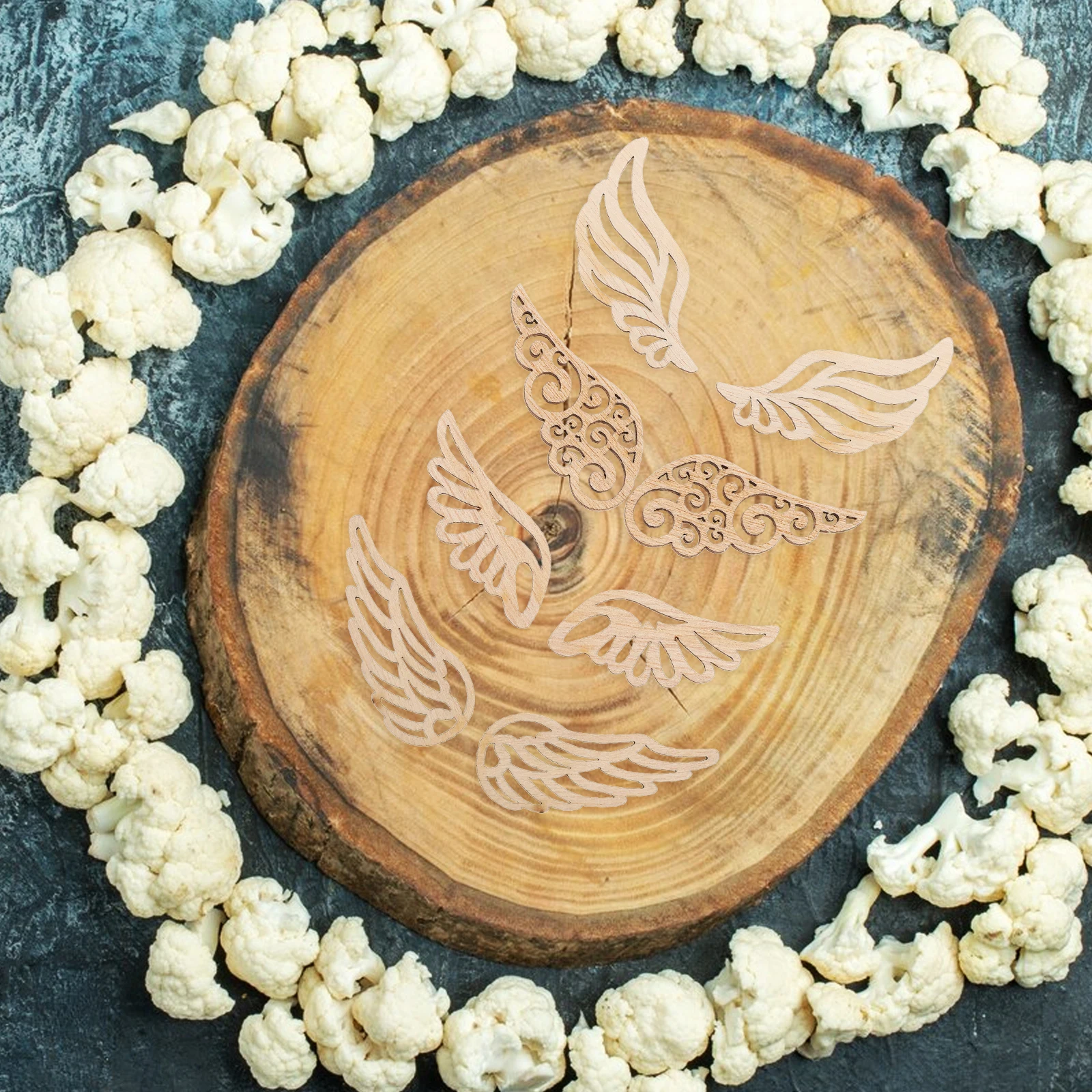 

40pcs Unpainted Wooden Angel Wings Slices Decorative Craft Cutouts Retro Style DIY Home Party Decorations Wooden Pieces
