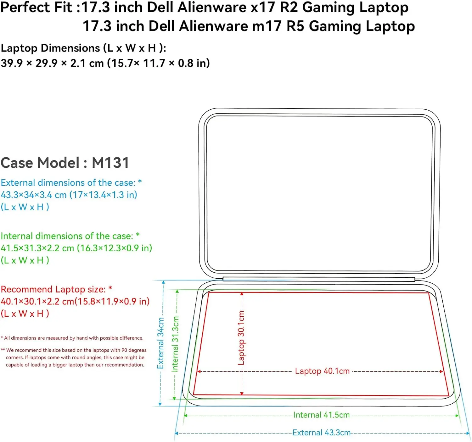 17.3 inch Gaming Laptop Hard EVA Protective Sleeve Case for Dell Alienware x17 R2/M17 R5 Gaming Laptop, Anti-Shock Notebook Bag