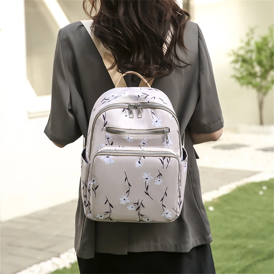 Women Waterproof Nylon Backpack High-capacity Leisure Backpack Lightweight Shoulder Bag School Multipurpose Backpack