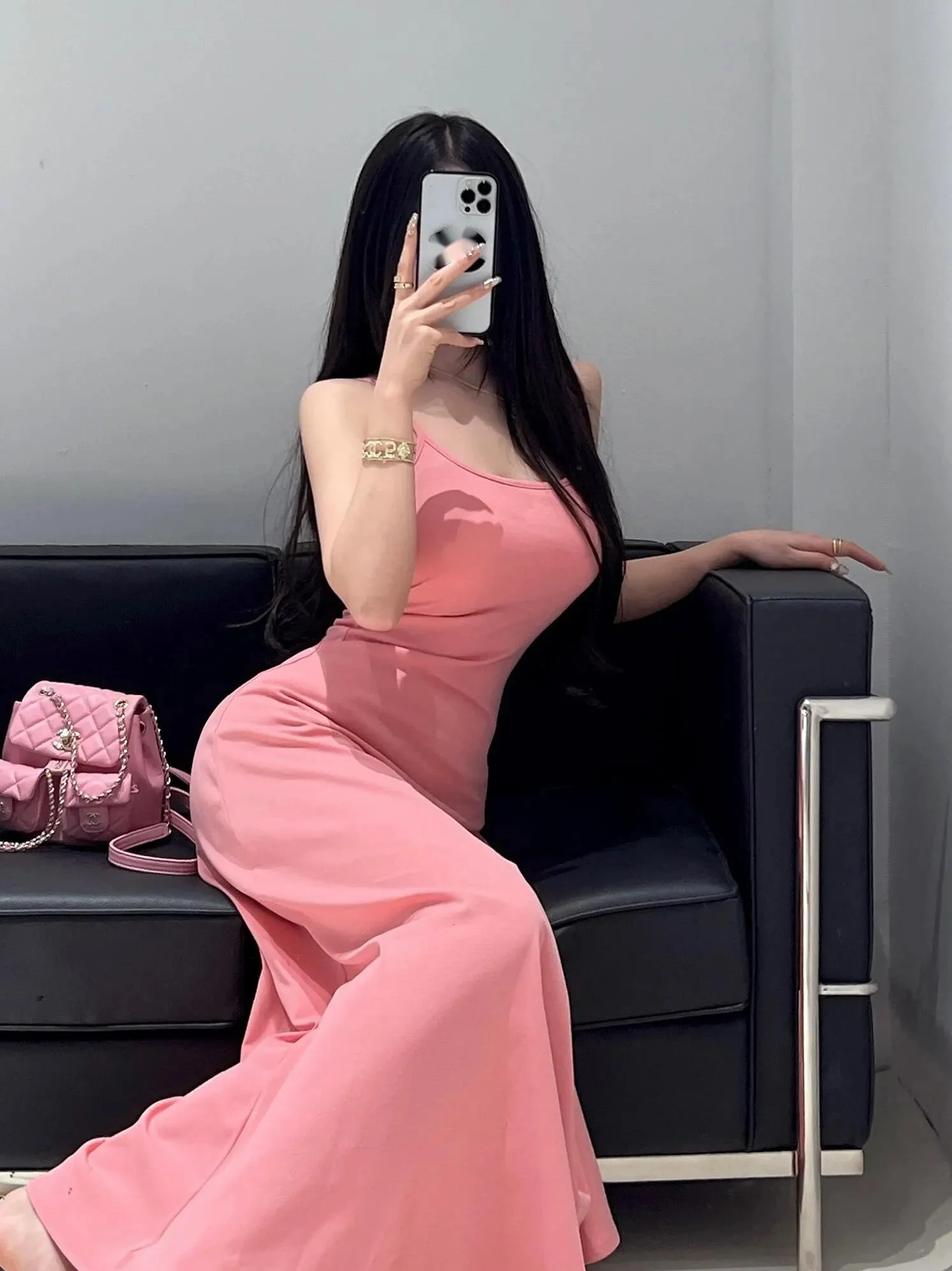 Abito a canotta verde menta elegante per abiti lunghi stile vacanza sexy estivo da donna Dolce moda donna Novità