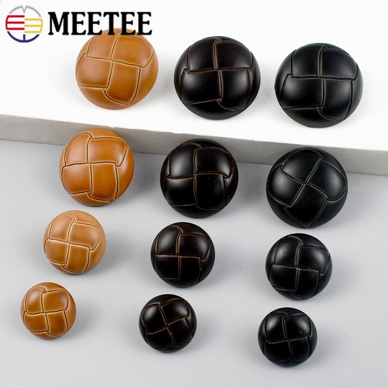

10/30/50Pcs Meetee 15-25mm Faux Leather Buttons for Clothing Windbreaker Decor Round Button Crafts Materials Sewing Accessories