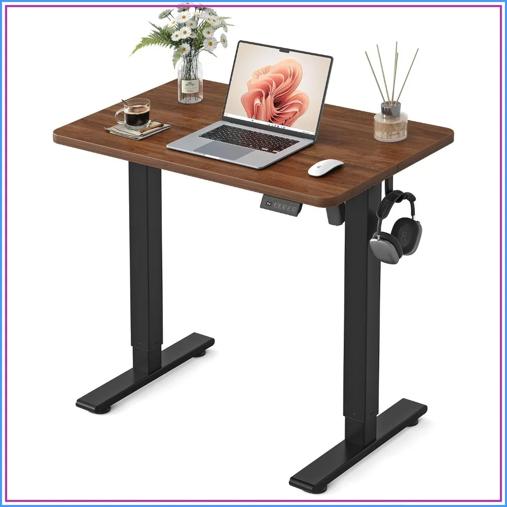 FEZIBO Standing Desk 32 x 19 Inch Electric Height Adjustable Black Walnut