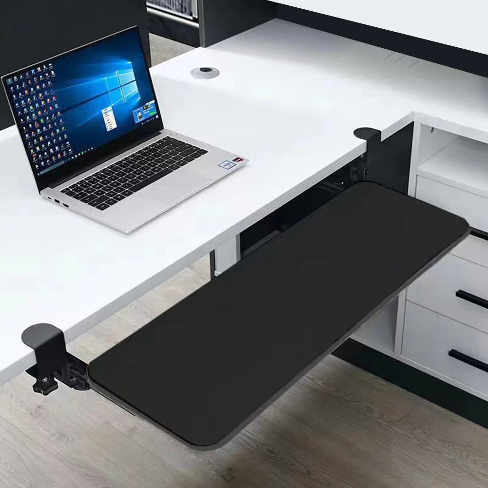 Slide-out Keyboard Holder with C Clamp Mount Computer Keyboard & Mouse Tray Height Adjustable Slide-Out Platform Computer Drawer