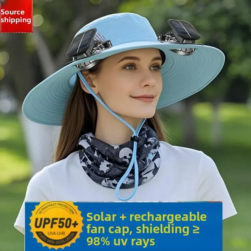 Шляпа с солнечным вентилятором для мужчин, альпинизм, рыбалка, анти-ультрафиолетовый солнцезащитный козырек, рыбацкая шляпа с вентилятором для женщин