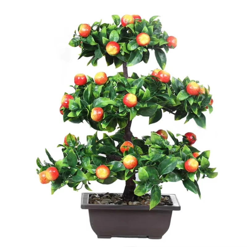 Artificial Plant Bonsai Orange Plastic Pots+Small Fruit Tree Potted for Home Living Room Flower Shop Hotel Wedding Party Decor
