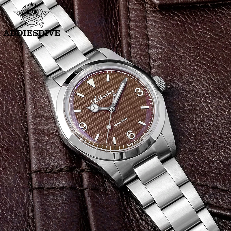 

ADDIESDIVE Men's Watch 36mm VH31 New AD2096 Quartz Watches Stainless Steel Bubble Mirror Glass Luminous Waterproof WristWatch