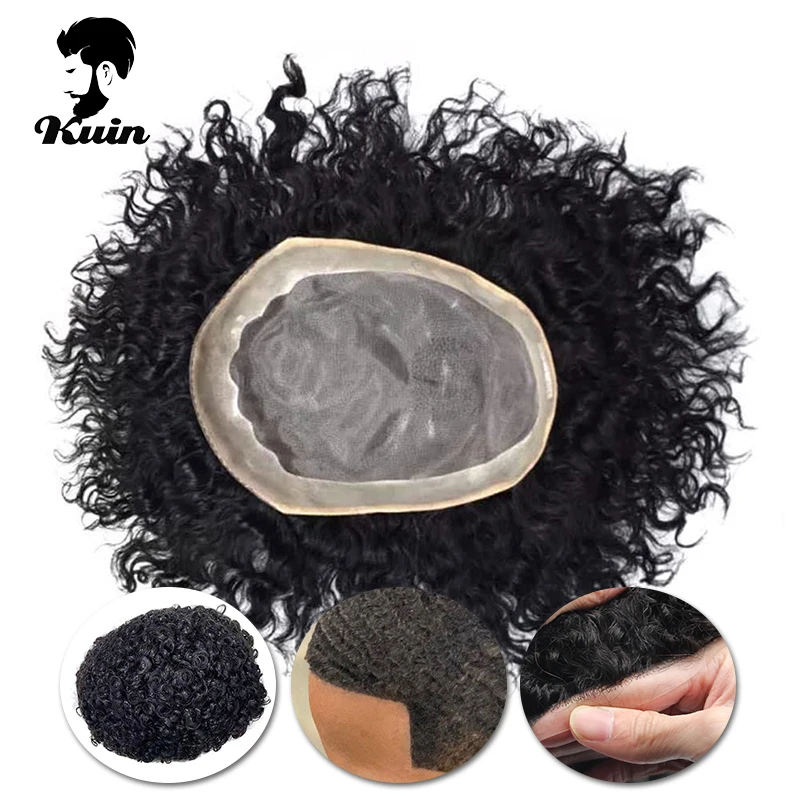 

Deep Curly Men Toupee Mono Npu Male Hair Prosthesis 100% Indian Human Hair Wigs 1B Exhuast Systems Durable 6" Afro Curl Male Wig