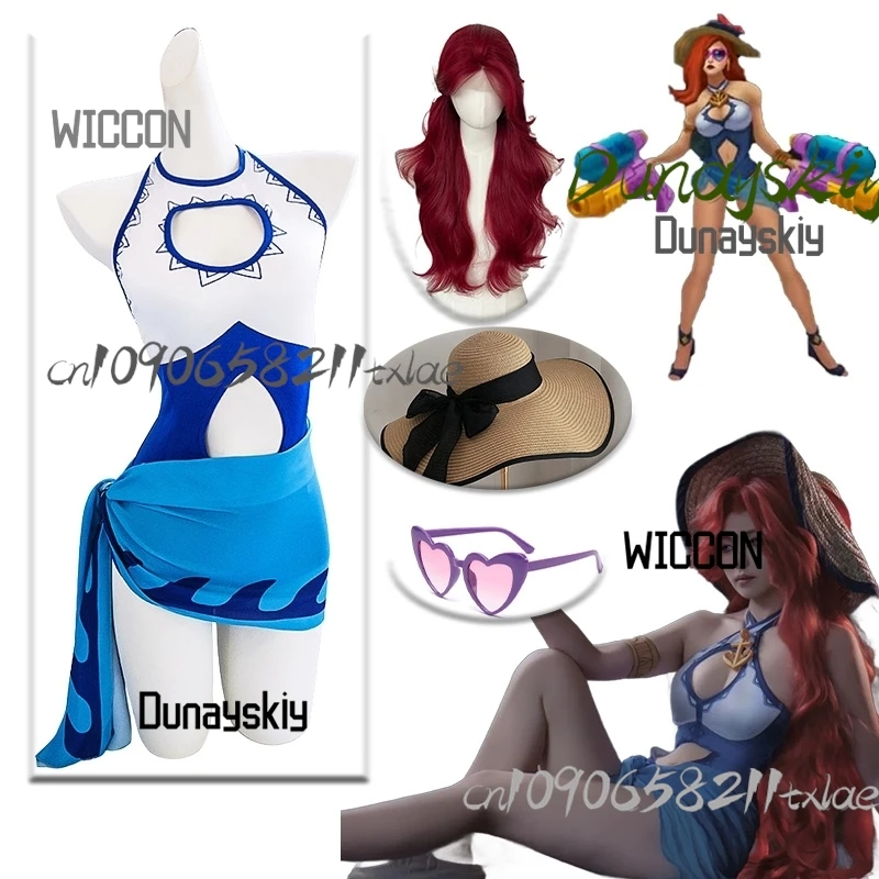 

LOL Miss Fortune women cosplay costumes accessions Pool party cosplay swimwear sexy jirai kei swimsuit Halloween beach cosplay