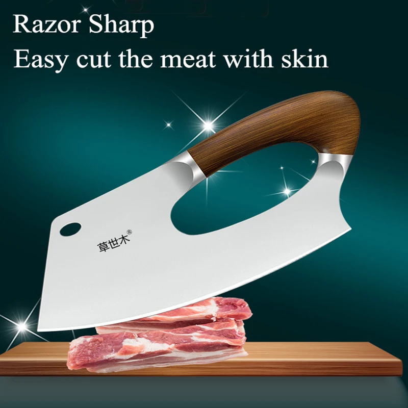 

High-end Stainless Steel Cleaver Knife Germany Labor-Saving Kitchen Knife Integrated Handle Knife Lady Chef Best Tools Cooking