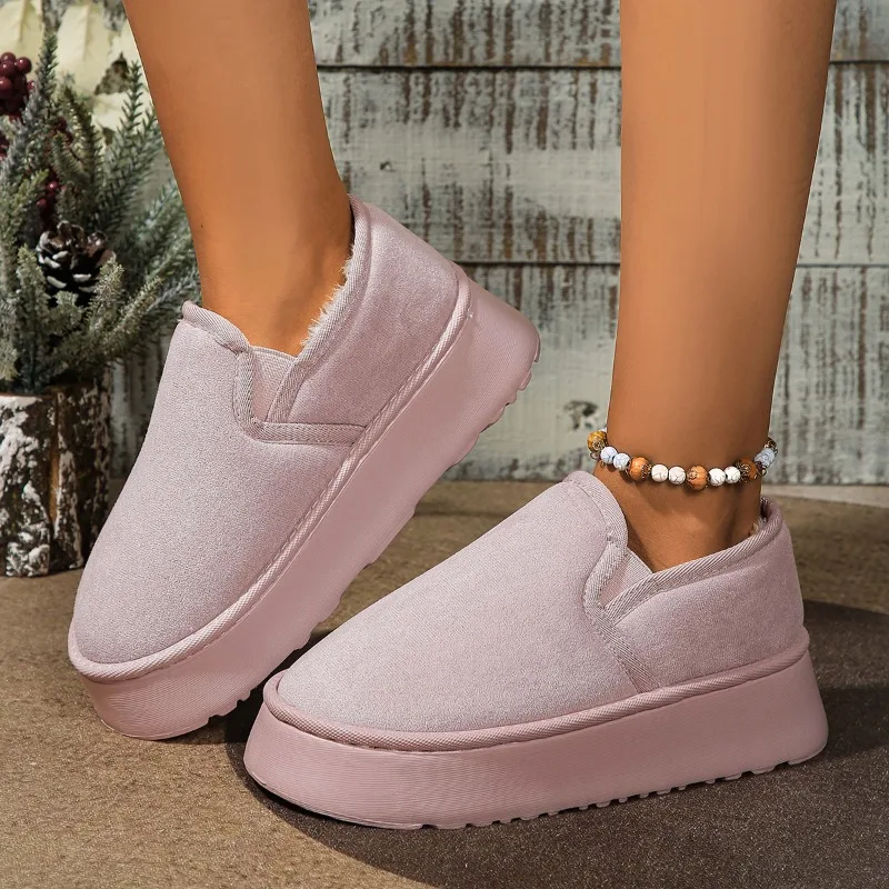 Winter Platform Boots Vintage Fashion Women's Snow Warm Suede Warm Inner Plush Fashion Thick Bottom Women's Flat Bottom Boots