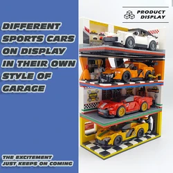 Technical Sport Car Storage Building Blocks Model Parking Lot Small Showroom Bricks High-Tech Modular Plastic Toys For Kid Gifts