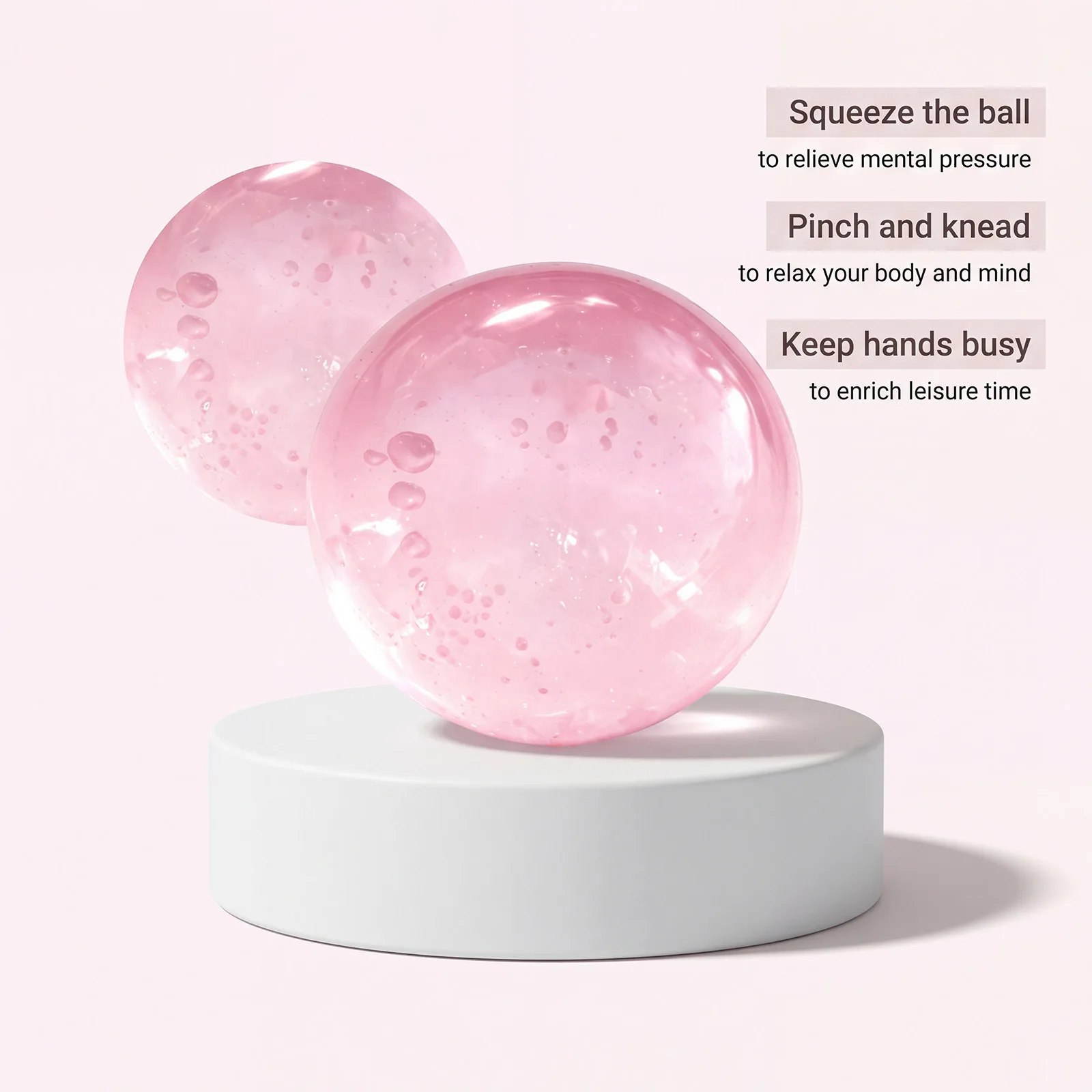 2PCS Pink Stress Ball Slow Rising Squishy Toy Soft Squeeze Fidget Toy for Stress Relief Office Desk