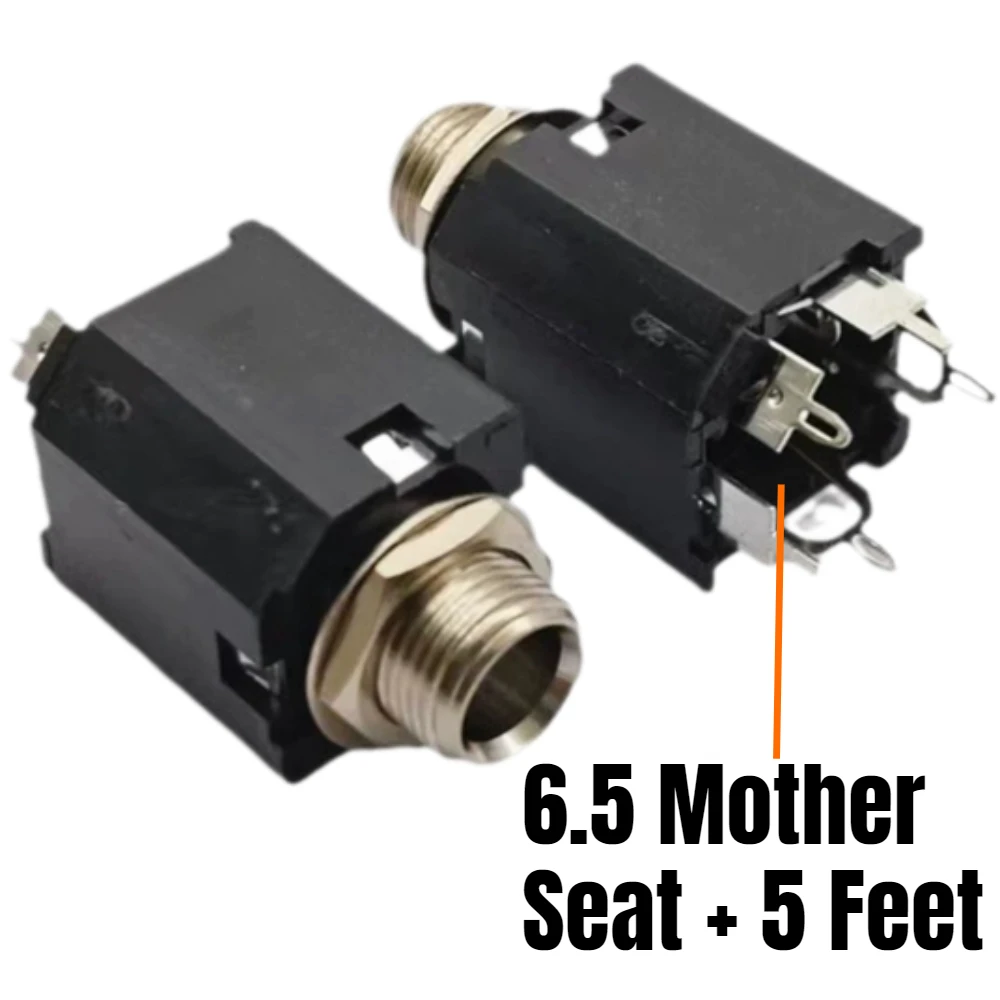 8PCS Full Copper 6.35mm 6.5mm Stereo Audio Socket 3 Pole with Switch for Guitar Microphone Recording Device