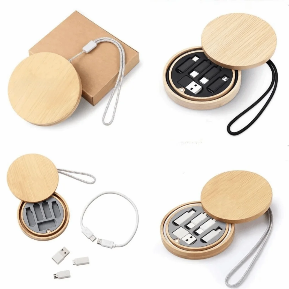 

60W Power Fast Charging Cable Round Design Travel Use Type-C Cable Travel Case USB Adapter Kit Device Charging