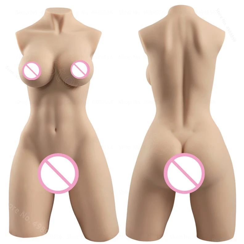 Echte Größe Arsch Silikongeschlechtspuppen und TPE-Masturbatoren für Männer Doppelkanäle Anus Männlicher Masturbator Halbkörper Künstliche Vagina