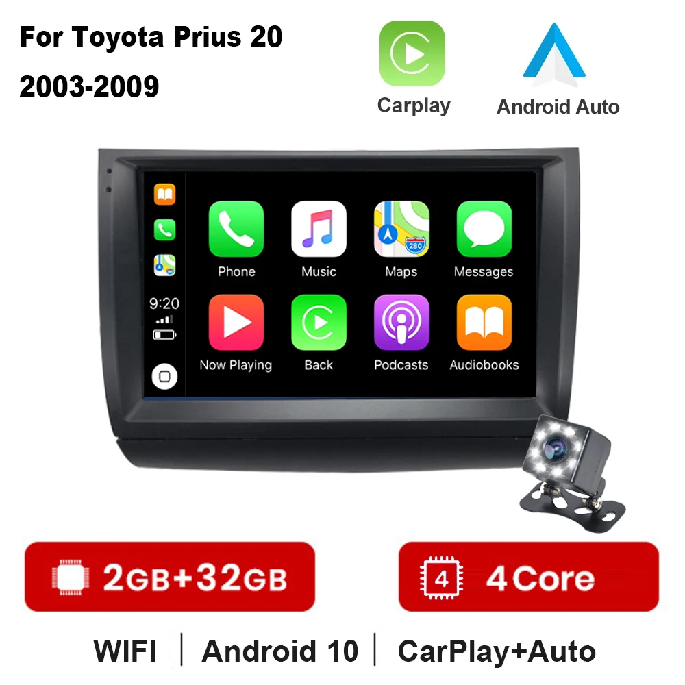 

Carplay Autoradio 2 din Android 10 For Toyota Prius 20 2003-2009 Car Radio Multimedia Video Player GPS Navigation Stereo BT HU